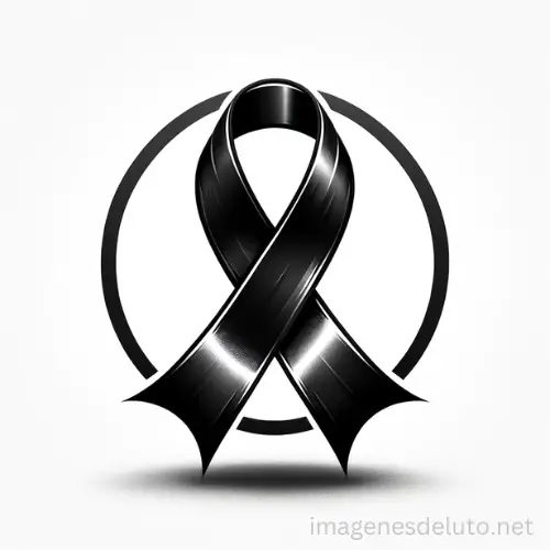 Una ilustración de una cinta de luto negra brillante. La cinta es elegante y simboliza el respeto y el recuerdo.